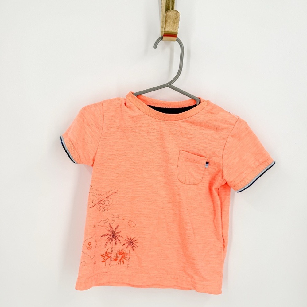 Mayoral Orange Short Sleeve Tee with Embroidered Design